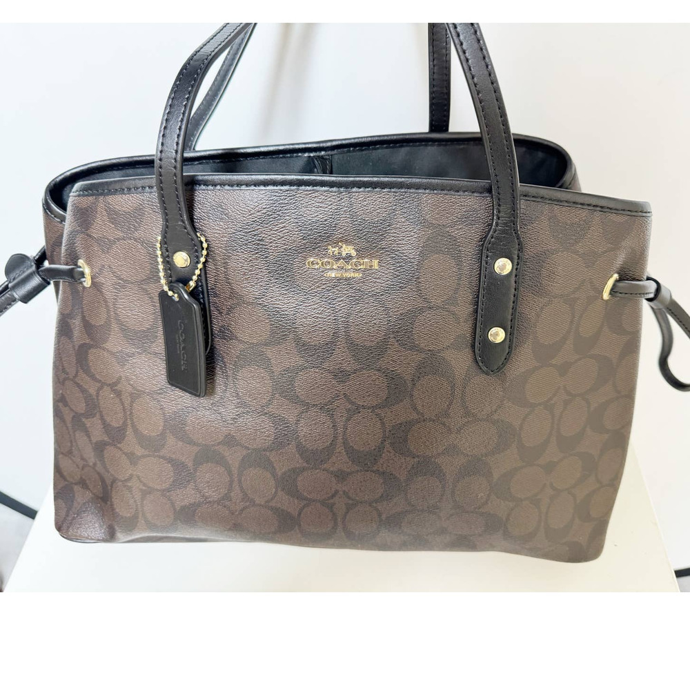 Coach Drawstring Carryall Signature Coated Canvas Shoulder Bag Purse